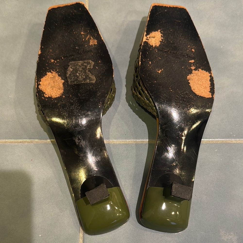 Women's Woven Green Mules - Picture 5 of 5